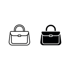Woman bag icon set color editable