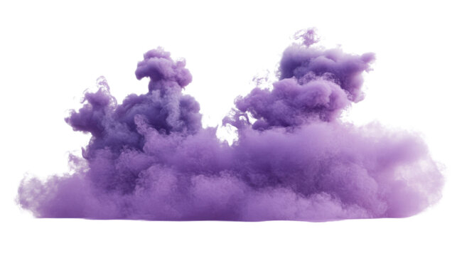 Purple smoke cloud billowing on transparent background