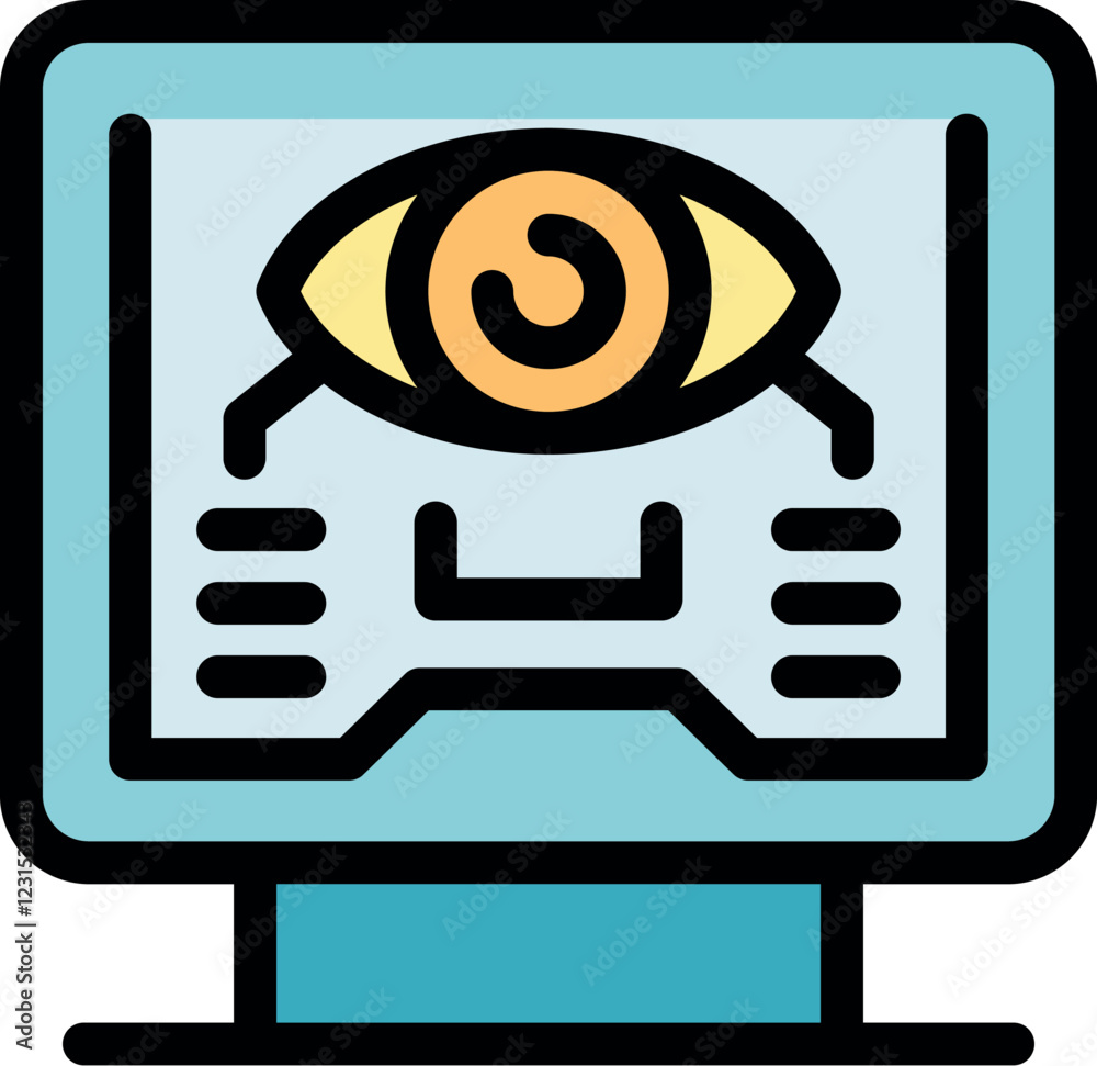 Poster eye tracking technology being used on a computer displaying an eye, symbolizing vision and biometric