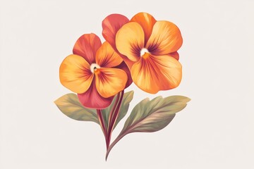 Obraz premium Orange pansies floral bouquet, isolated on white background, for design