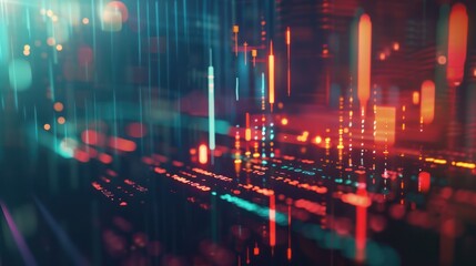 Fototapeta premium a financial stock market graph on a digital screen with various data points and trend lines