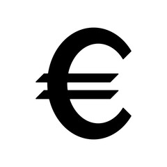 euro sign icon, flat vector illustration on white background