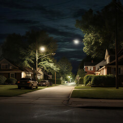 Foggy Suburban Street at Night