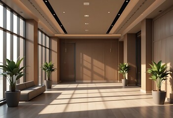 Modern Minimalist Office Lobby Design With Sunlight
