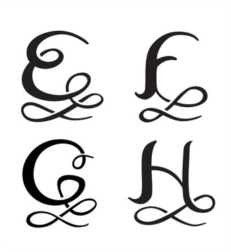 Stylized Monogram Set Letters E, F, G, H
