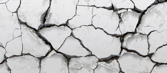 Obraz premium Cracked surface with intricate gray fissures on a transparent background highlighting texture and depth for creative design projects