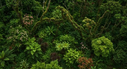 Aerial View of Lush Tropical Forest Botanical Background
