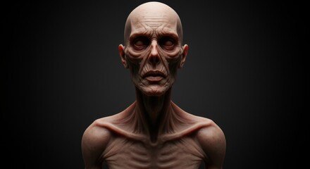 Fototapeta premium Hyper-realistic sculpture of an aged human figure with intricate details