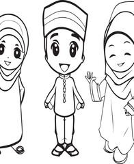 muslim kids vector