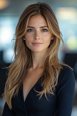 Fototapeta premium Corporate Elegance: Professional Woman Working in Office