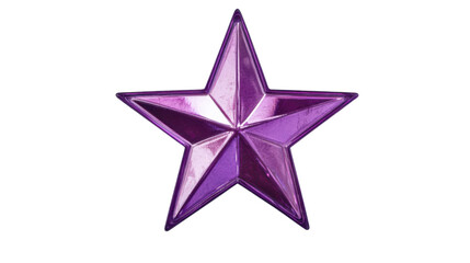 Obraz premium Shiny purple metallic star on transparent background