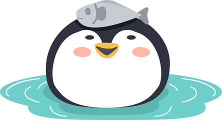 penguin enjoys floating in the cool water.