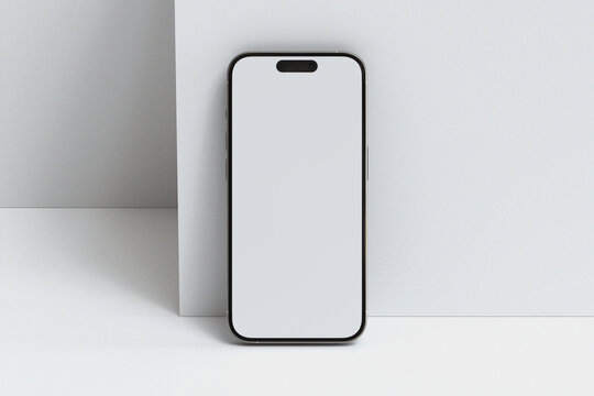 Smartphone with blank screen phone mockup for your design isolated