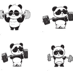 panda lifting weights © linda