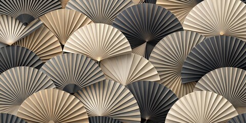 Elegant Abstract Fan Pattern Design in Neutral Tones