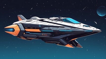 Space travel and AI-powered spaceship, interstellar futuristic tech vector