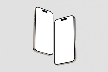 Floating smartphone with blank screen phone mockup for your design isolated