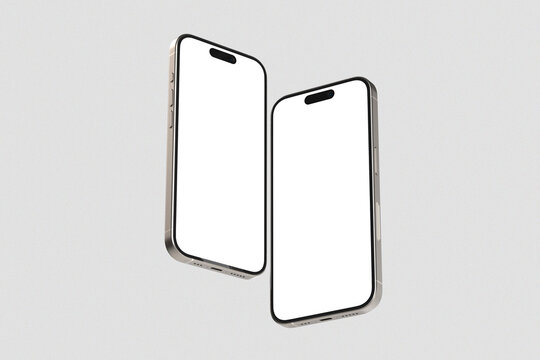 Floating smartphone with blank screen phone mockup for your design isolated