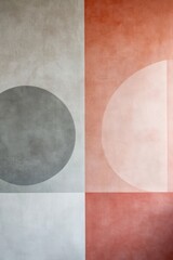 Two circles, one red and one gray, placed on a white background