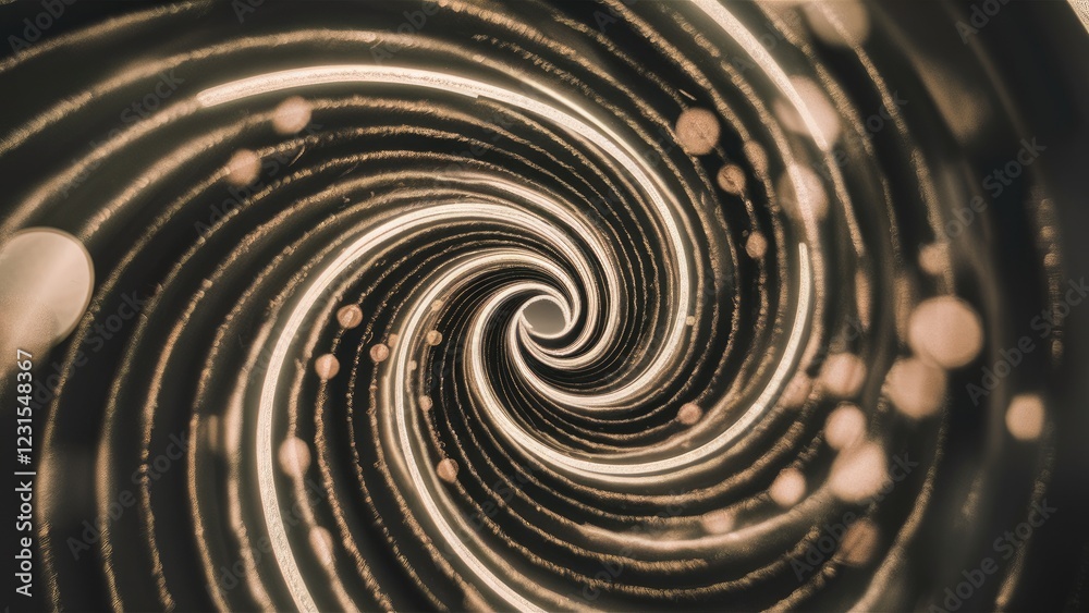 Leinwandbilder spiral bokeh pattern with golden and cream tones swirling into focus against a dark background creat