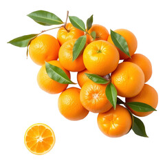 pile of fresh oranges isolated on transparent background 