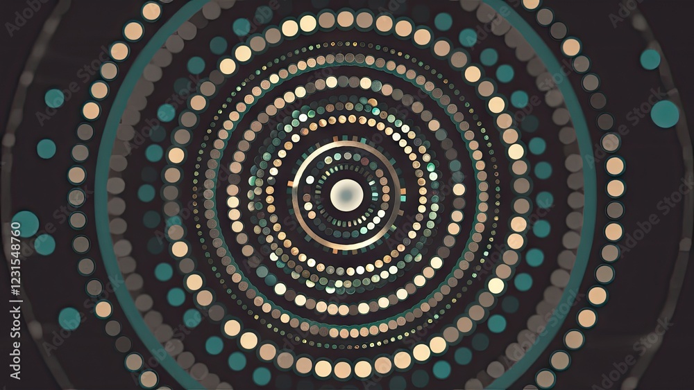 Aufkleber circular bokeh elements in soft shades of teal, gold, and white create a mesmerizing spiral design a