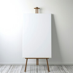 Blank Canvas on Wooden Easel: Minimalist Mockup for Artwork or Presentation