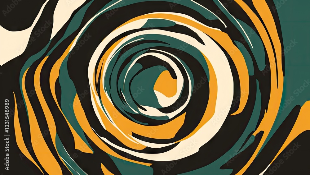 Aufkleber colorful circular swirl pattern with dark green, golden yellow, and white tones creating a dynamic a