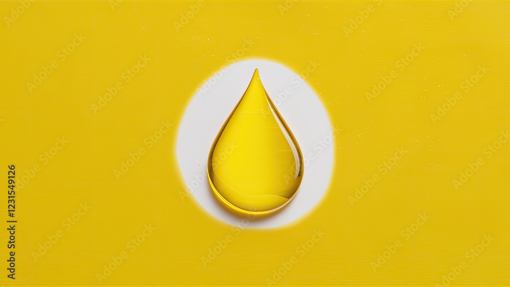 Fototapete isolated yellow oil drop centered on a bright yellow background with smooth gradients and slight sha