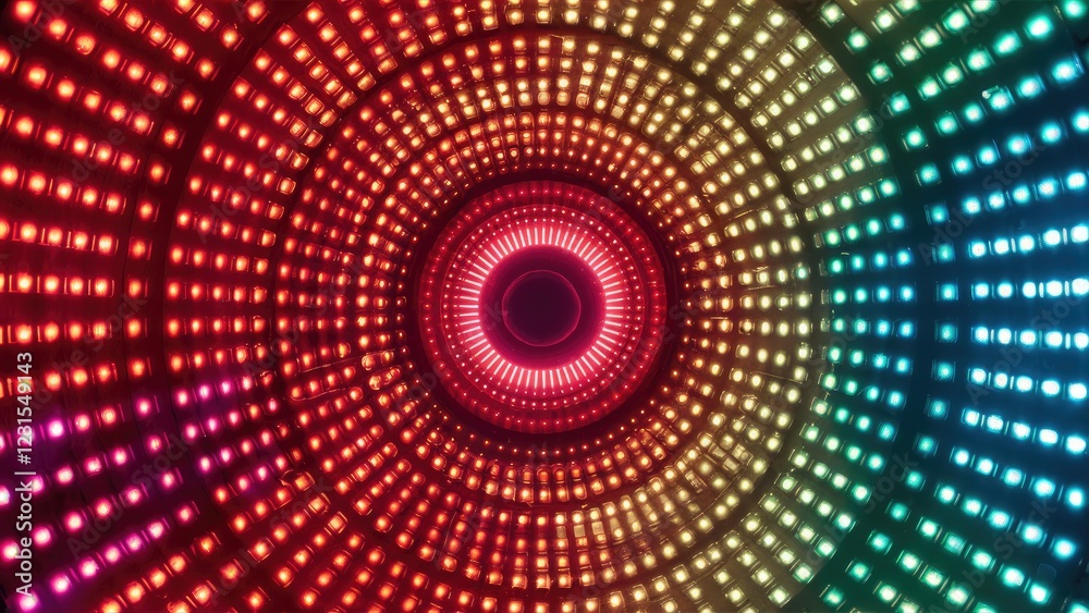 Aufkleber colorful led diode pattern forming a concentric circular design with vivid reds, greens, and blues r