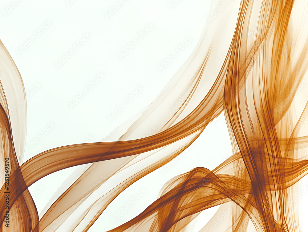 Poster amber waves: abstract image of flowing, translucent amber ribbons creating a dynamic and elegant com