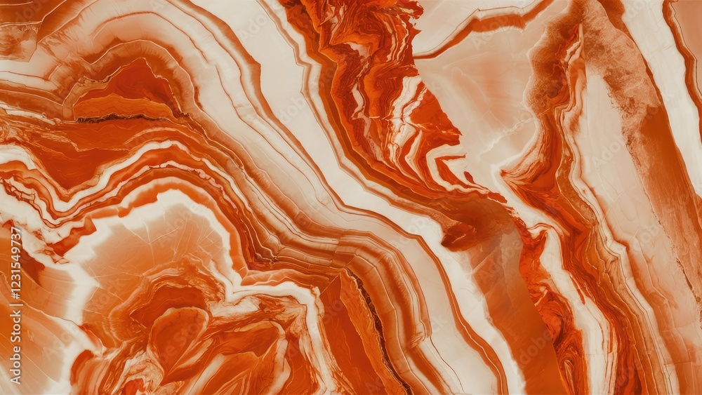Leinwandbilder Cream stone texture with vibrant orange marble patterns flowing diagonally across the image creating a stunning natural design.