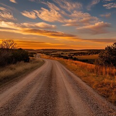Sunset Country Road in Texas
