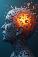 Obraz premium The concept of brainstorming as a puzzle, where each piece is an idea that fits together to form the big picture
