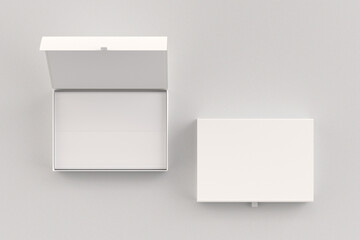 Opened and closed magnetic gift box with paper mockup 3d rendering