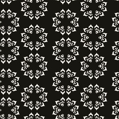 Abstract simple floral gothic style seamless pattern. Elegant minimal monochrome stylish background. Perfect for textile, wallpaper and fabrics.