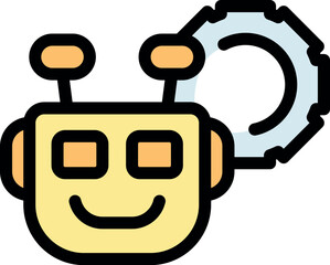 Smiling robot with antennas and mechanical gear, representing ai settings and customization options