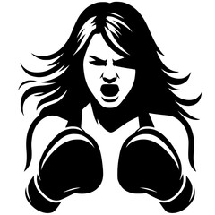 Silhouette of female boxer