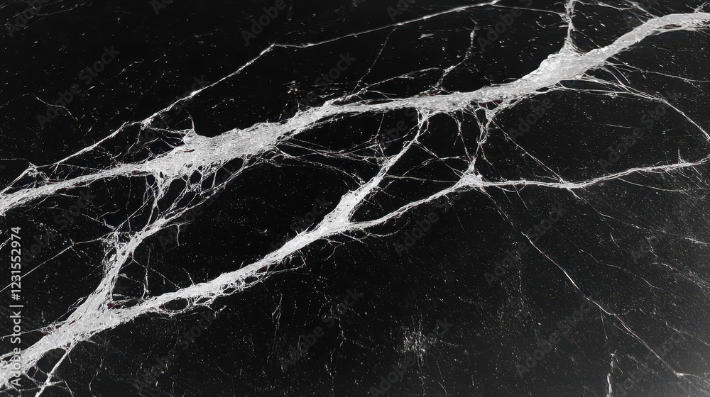 Wall mural intricate spiderweb pattern on a dark surface