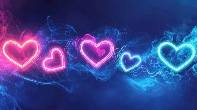 Animated social media graphic with neon heart pulsations, promo codes glowing alternately, and bold call to action text Glow in Love with GLOW