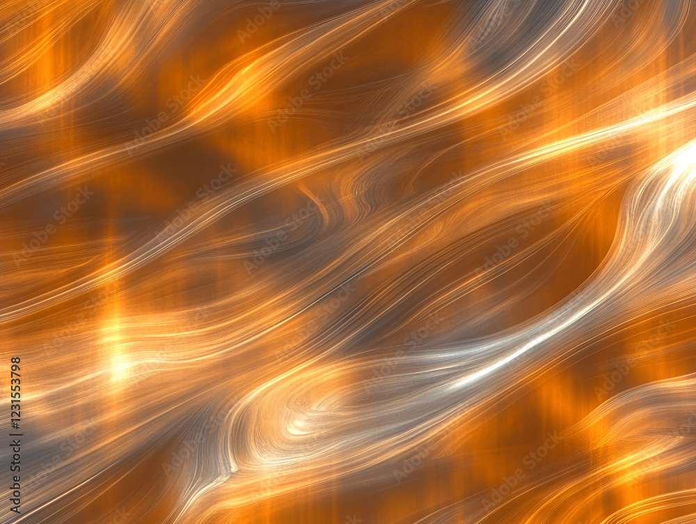 Canvas Prints abstract amber waves: a mesmerizing digital artwork showcasing dynamic, flowing waves of shimmering 