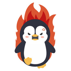 Angry little penguin cartoon character