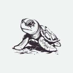 Sea Turtle Silhouette isolated white background.