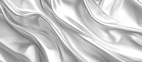 Elegant white satin fabric draping with gentle waves and soft folds creating a luxurious texture for fashion or interior design backgrounds.