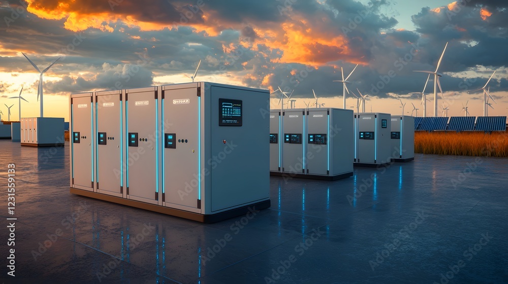 Leinwandbilder vibrant cyber enhanced energy node grid featuring ai powered battery storage systems that link renew