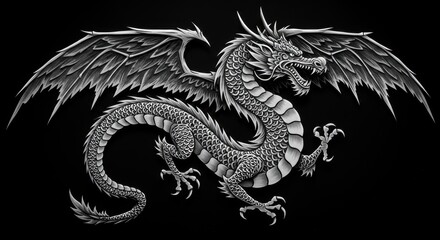 Fototapeta premium Majestic dragon illustration with intricate details and dynamic pose