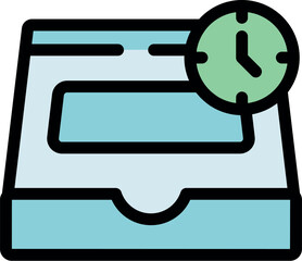 Archive box with clock symbolizing time limit for storing documents, emphasizing the importance of timely file management and data retention policies