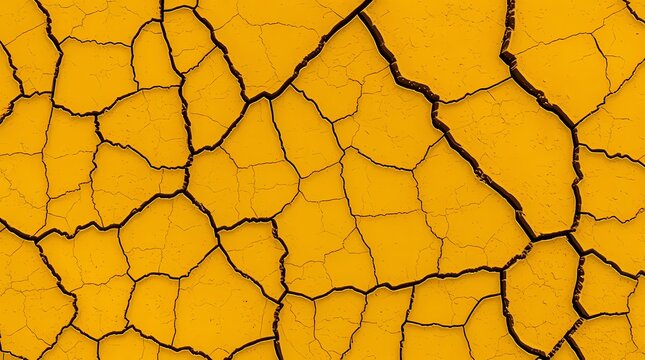 An abstract image characterized by a textured surface resembling cracked earth, rendered in sepia tones. The composition uses a high contrast to highlight the surface texture, with areas of li