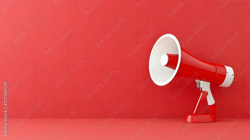 Aufkleber Stylish and futuristic megaphone symbol on a smooth solid red background optimized for e commerce marketing posters social media advertisements