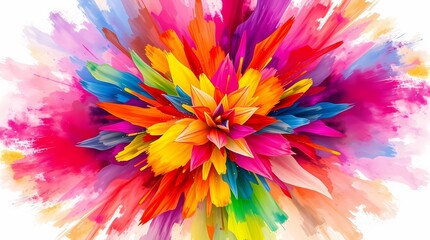 An abstract image depicting a vibrant explosion of color, a kaleidoscope of hues and textures, with a focus on smooth gradients and soft edges, presented in a square format with a centered com